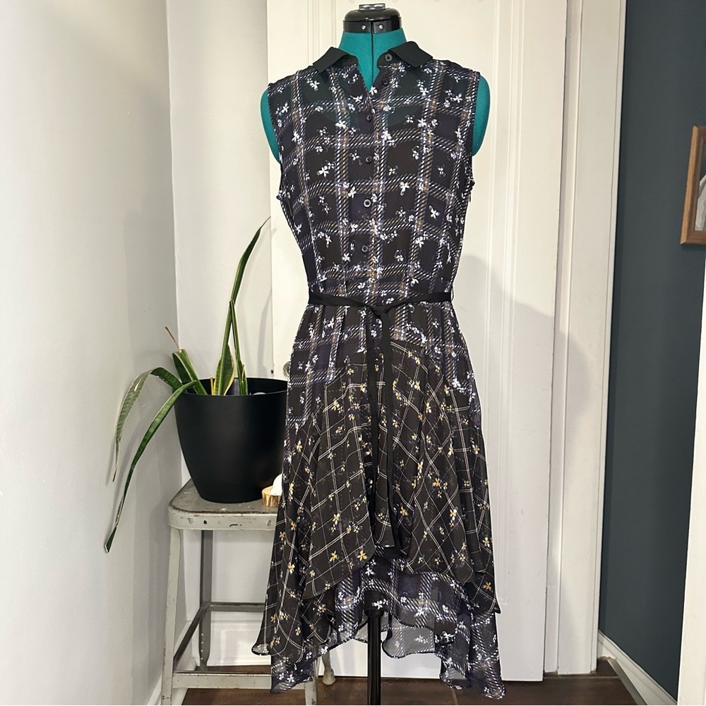 Simply Vera Vera Wang Black and Blue Floral High-Low Dress